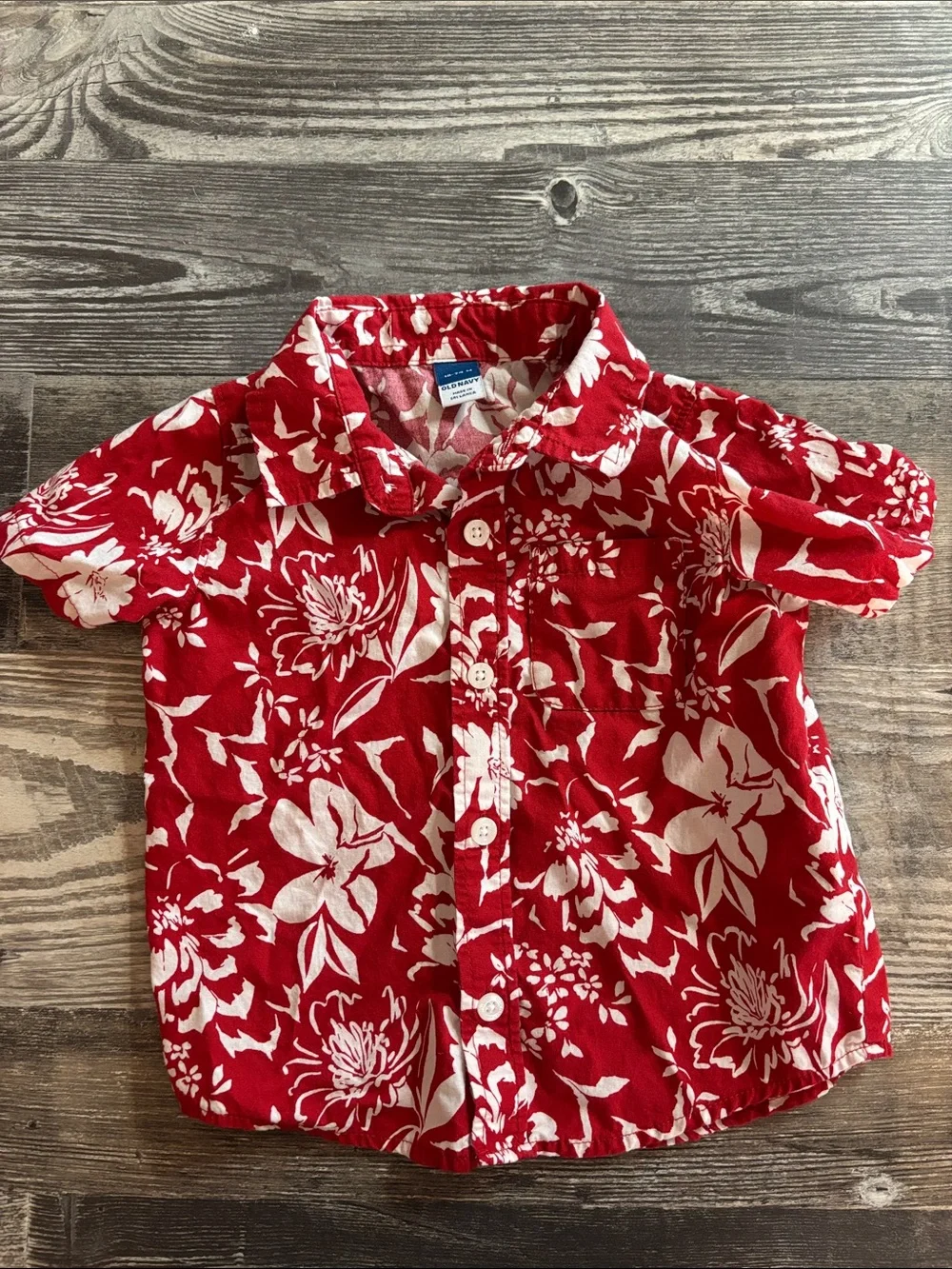 Old Navy Red and White Floral Button-Down Shirt for Kids